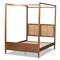 Baxton Studio Malia Modern and Contemporary Walnut Brown Finished Wood and Synthetic Rattan King Size Canopy Bed 184-11044-Zoro - alternate 3